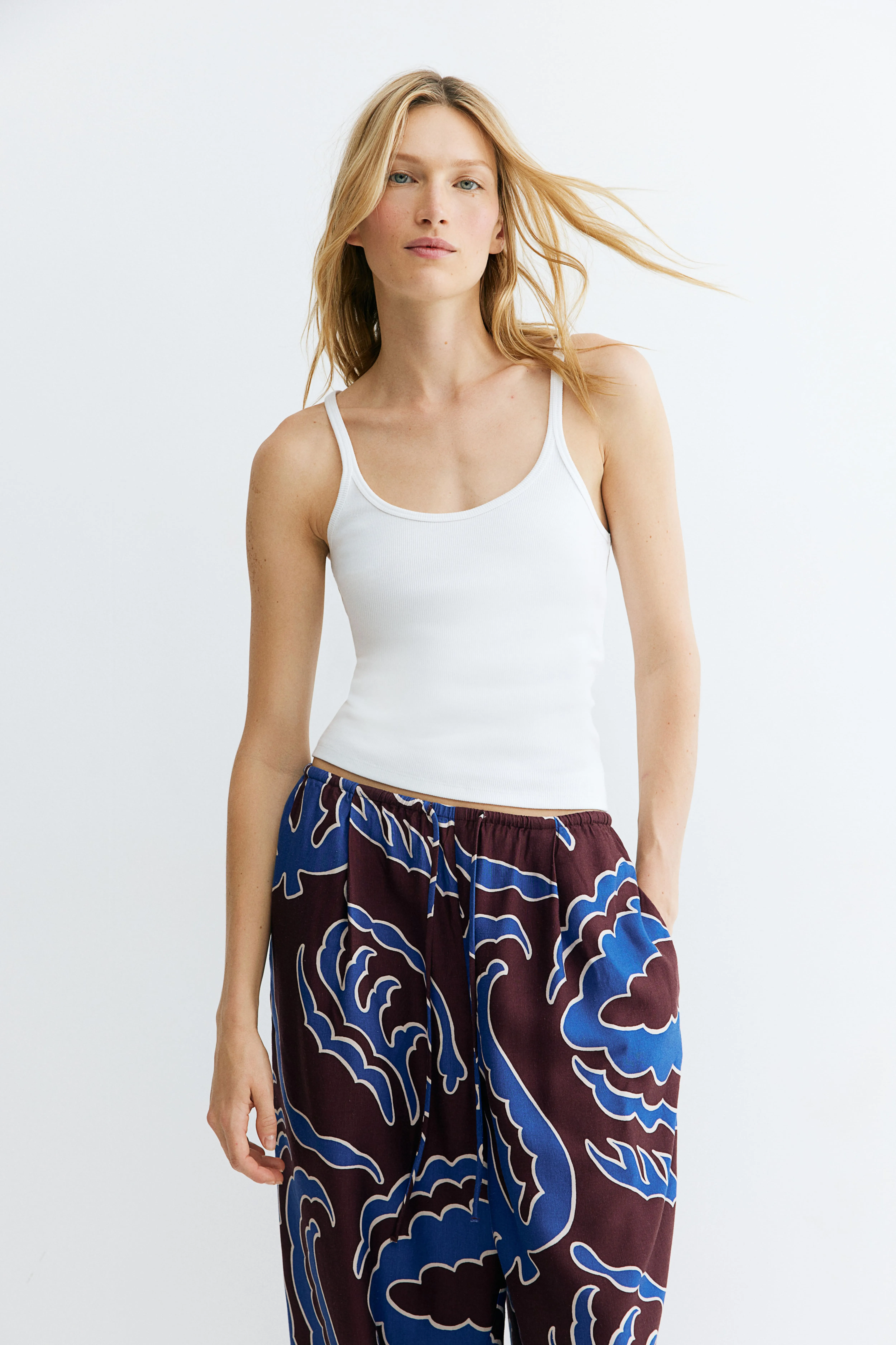 Pantaloni in twill fantasia