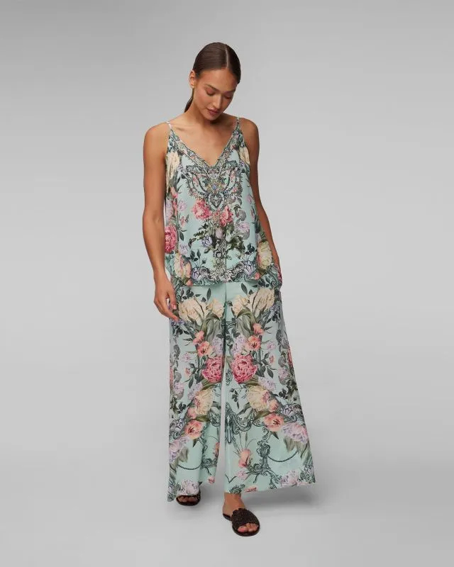 Pantaloni larghi in seta a fiori da donna Camilla
