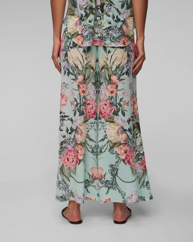 Pantaloni larghi in seta a fiori da donna Camilla