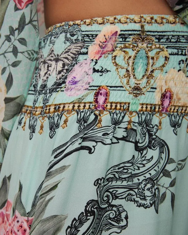 Pantaloni larghi in seta a fiori da donna Camilla