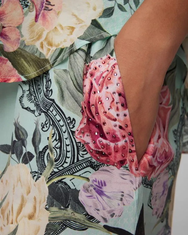 Pantaloni larghi in seta a fiori da donna Camilla