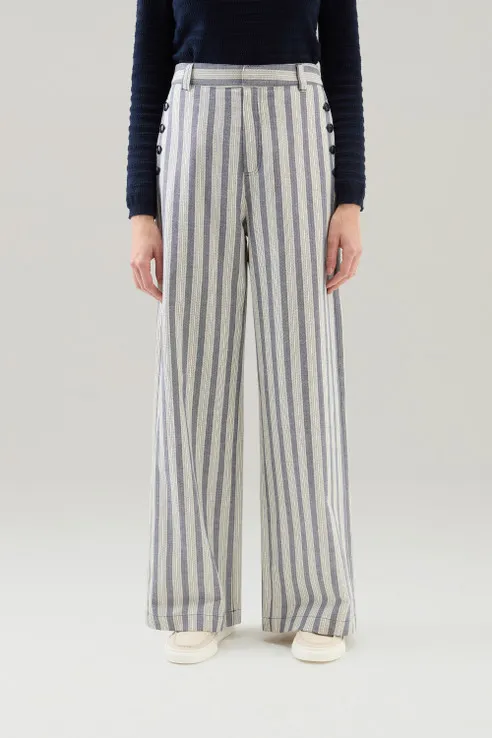 Pantaloni Marine in misto cotone e lino                                                                                Melton Bl