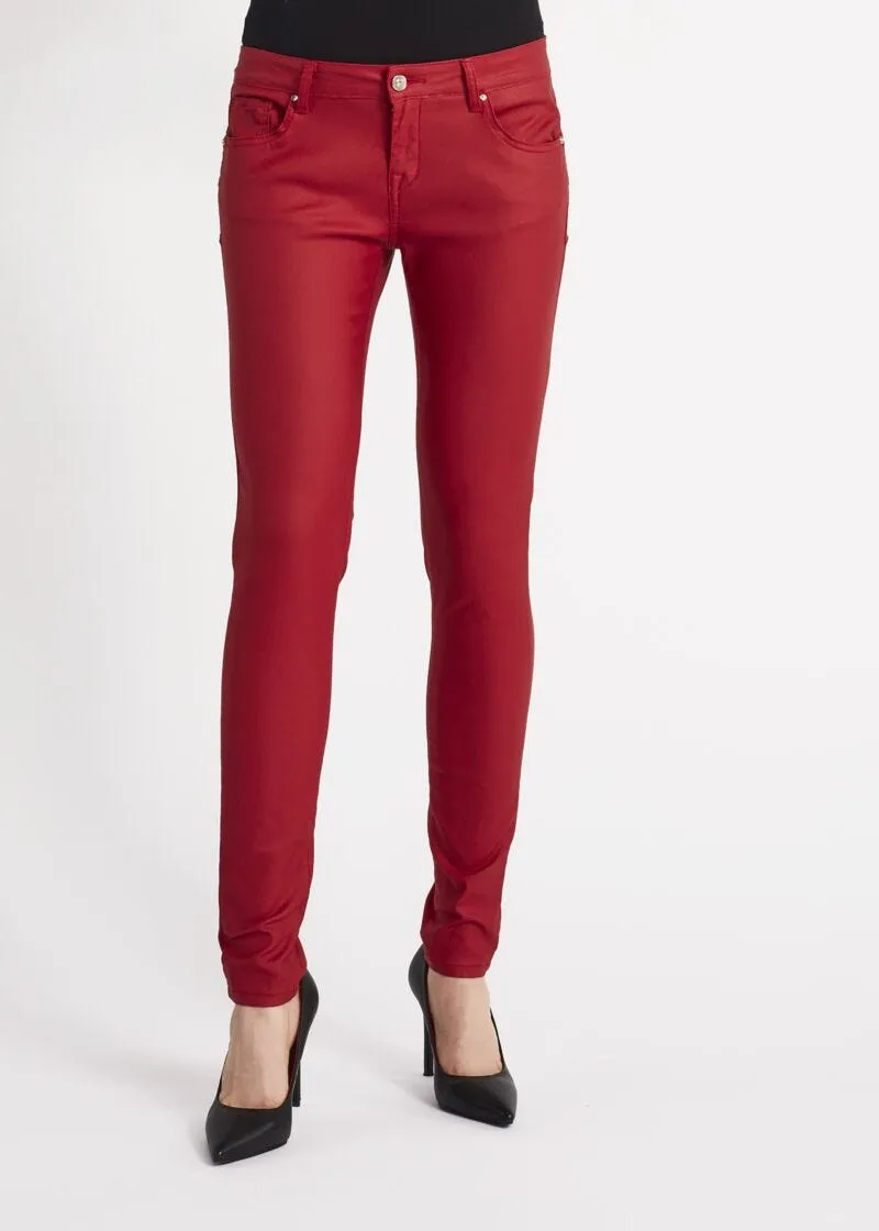 Pantaloni skinny in cotone effetto pelle