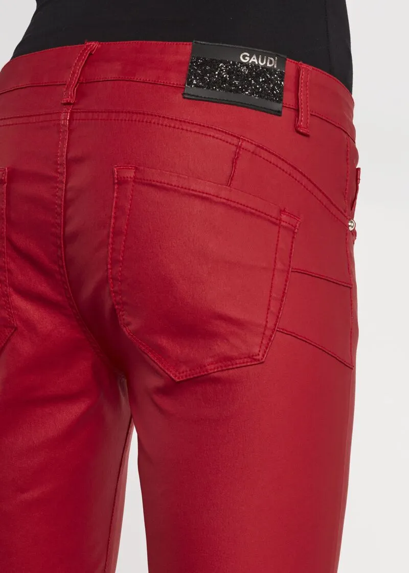 Pantaloni skinny in cotone effetto pelle