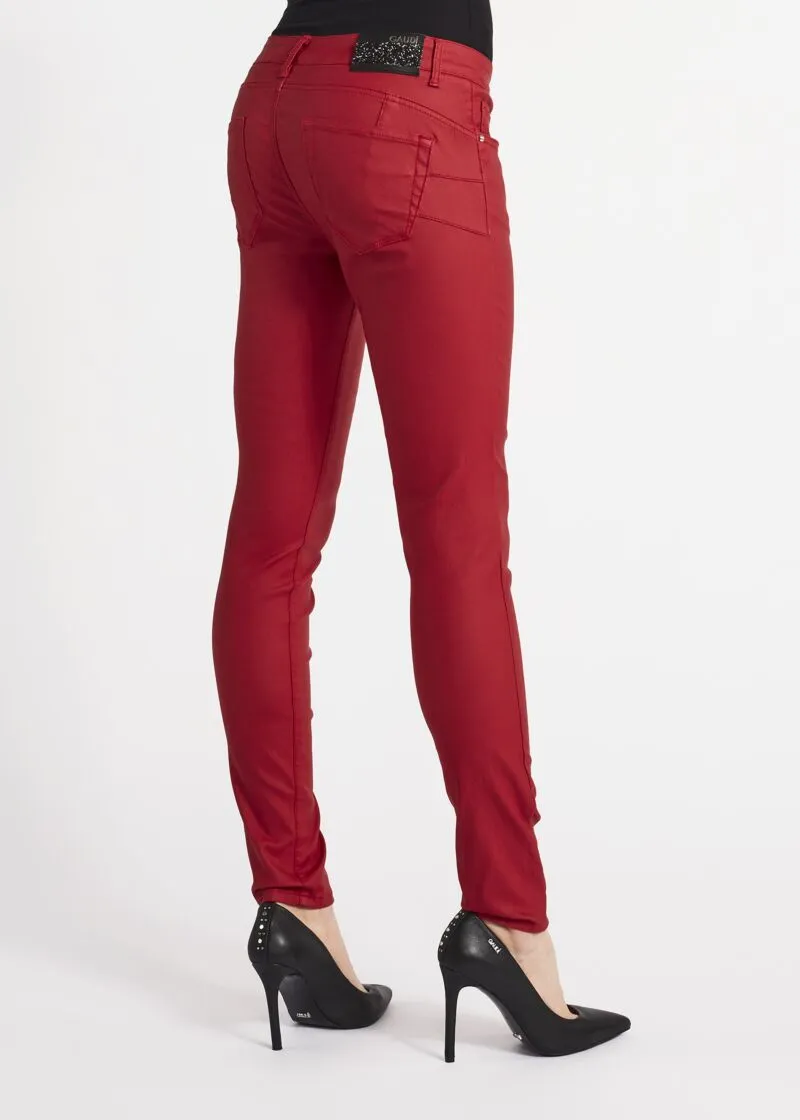 Pantaloni skinny in cotone effetto pelle