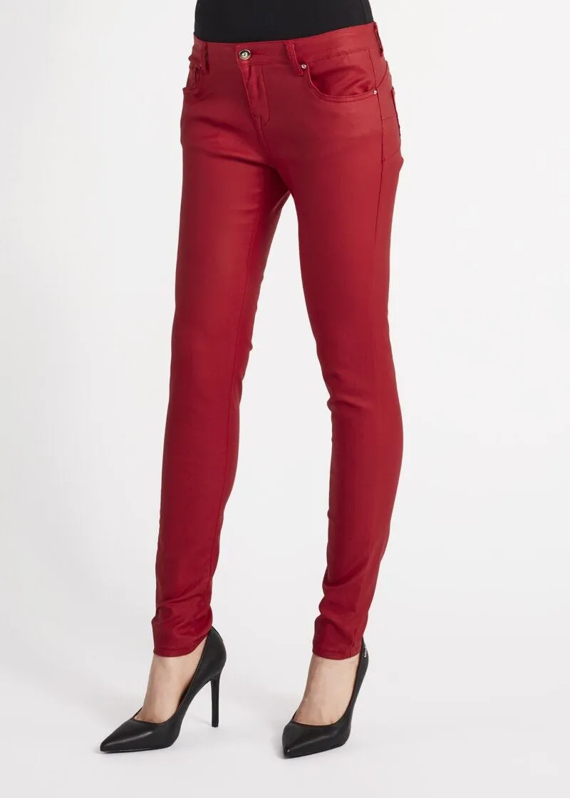 Pantaloni skinny in cotone effetto pelle