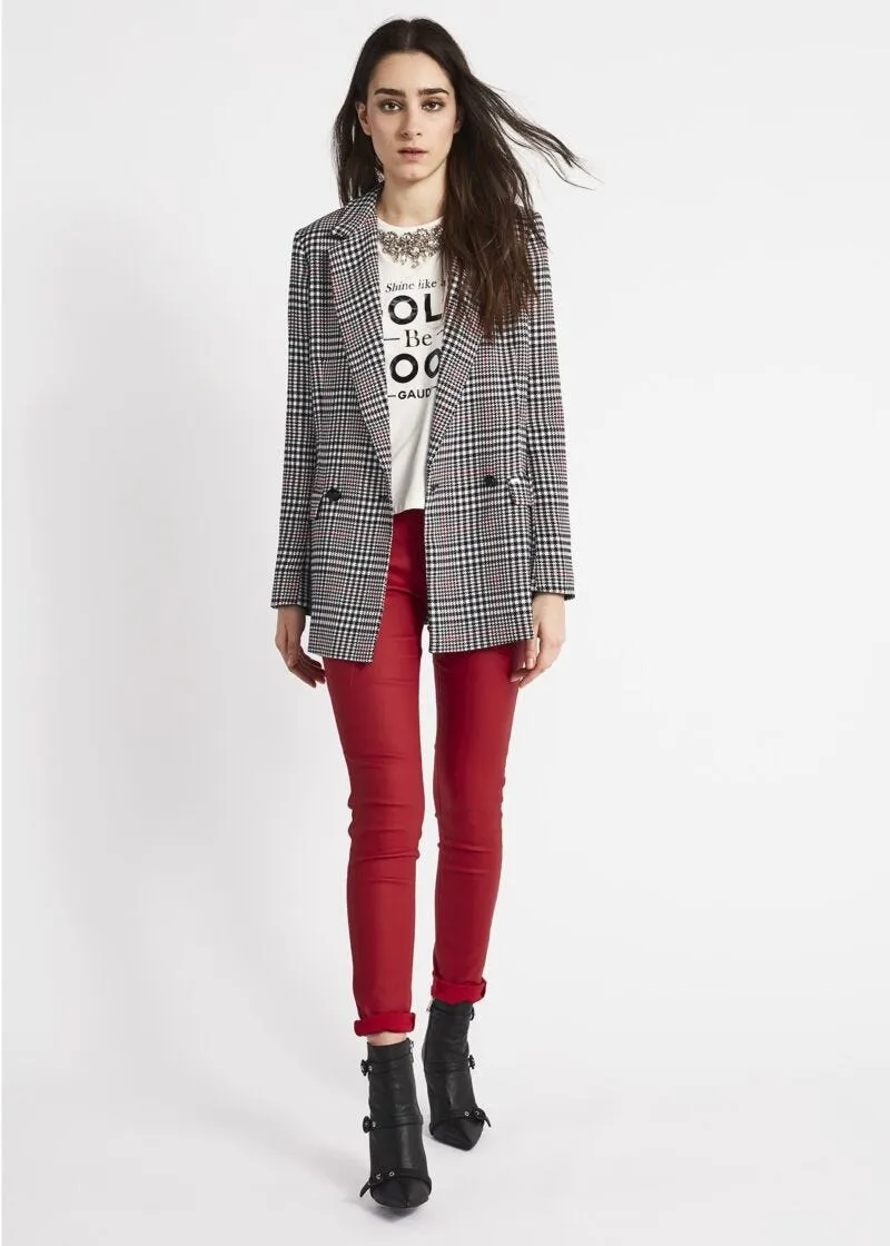 Pantaloni skinny in cotone effetto pelle