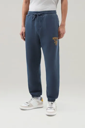 Pantaloni sportivi tinti in capo in puro cotone felpato                                                                         