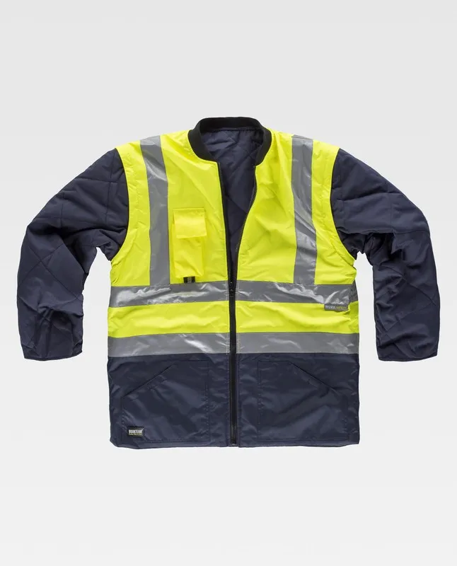 Parka 5 in 1 ad alta visibilità: gilet rimovibile e impermeabile EN471 Navy Yellow AV
