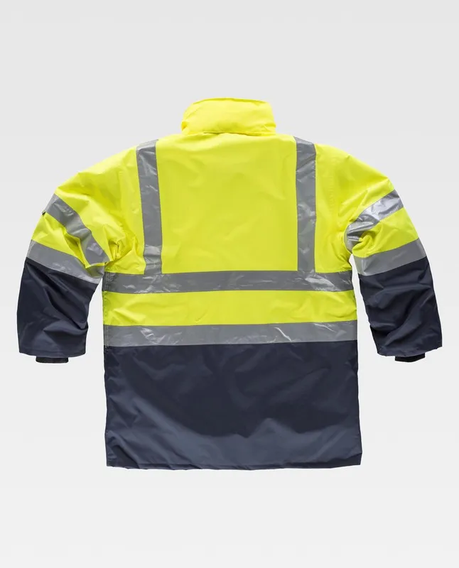 Parka 5 in 1 ad alta visibilità: gilet rimovibile e impermeabile EN471 Navy Yellow AV