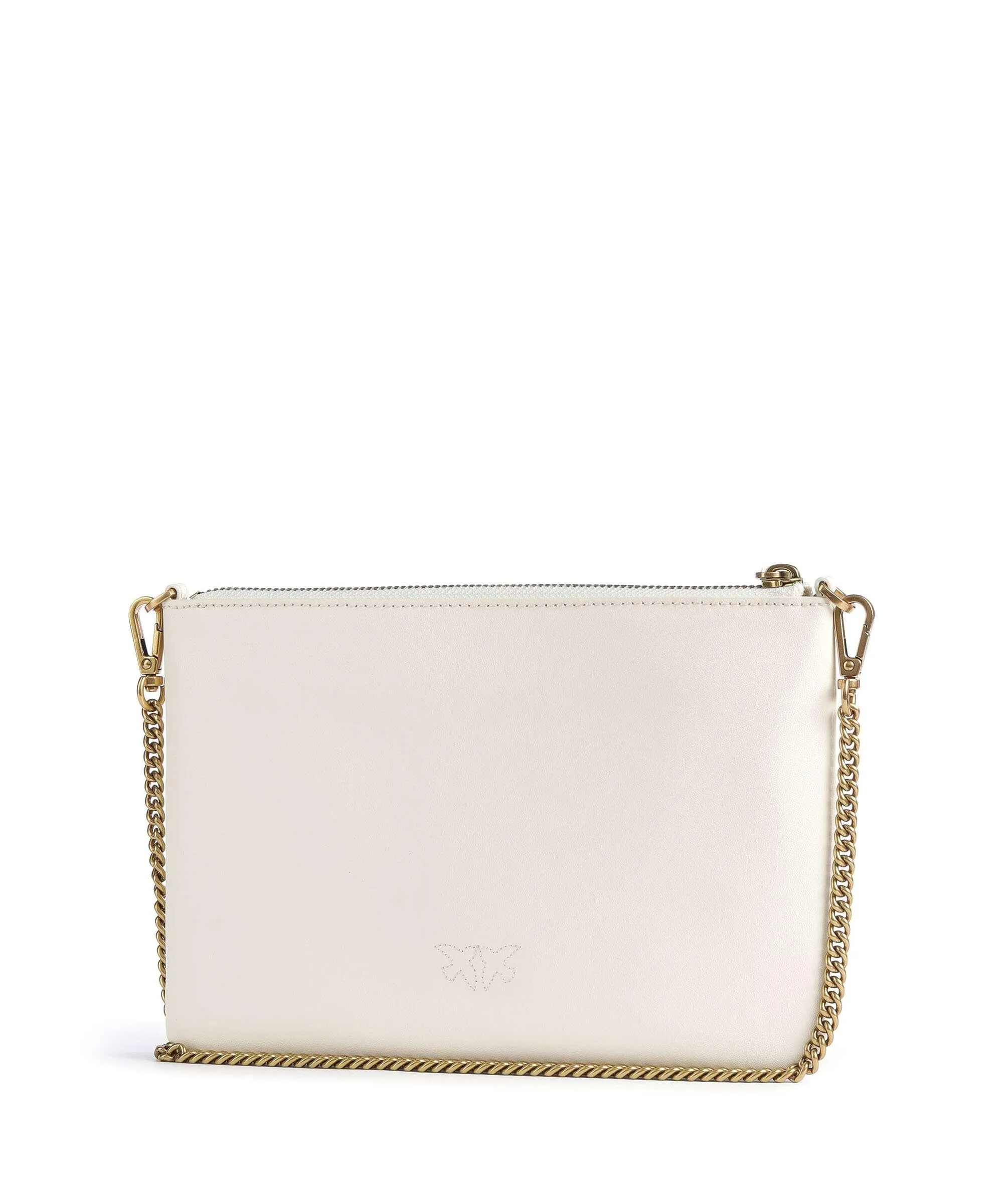  Pinko Flat Classic Borsa a tracolla pelle di vacchetta finemente grana avorio  