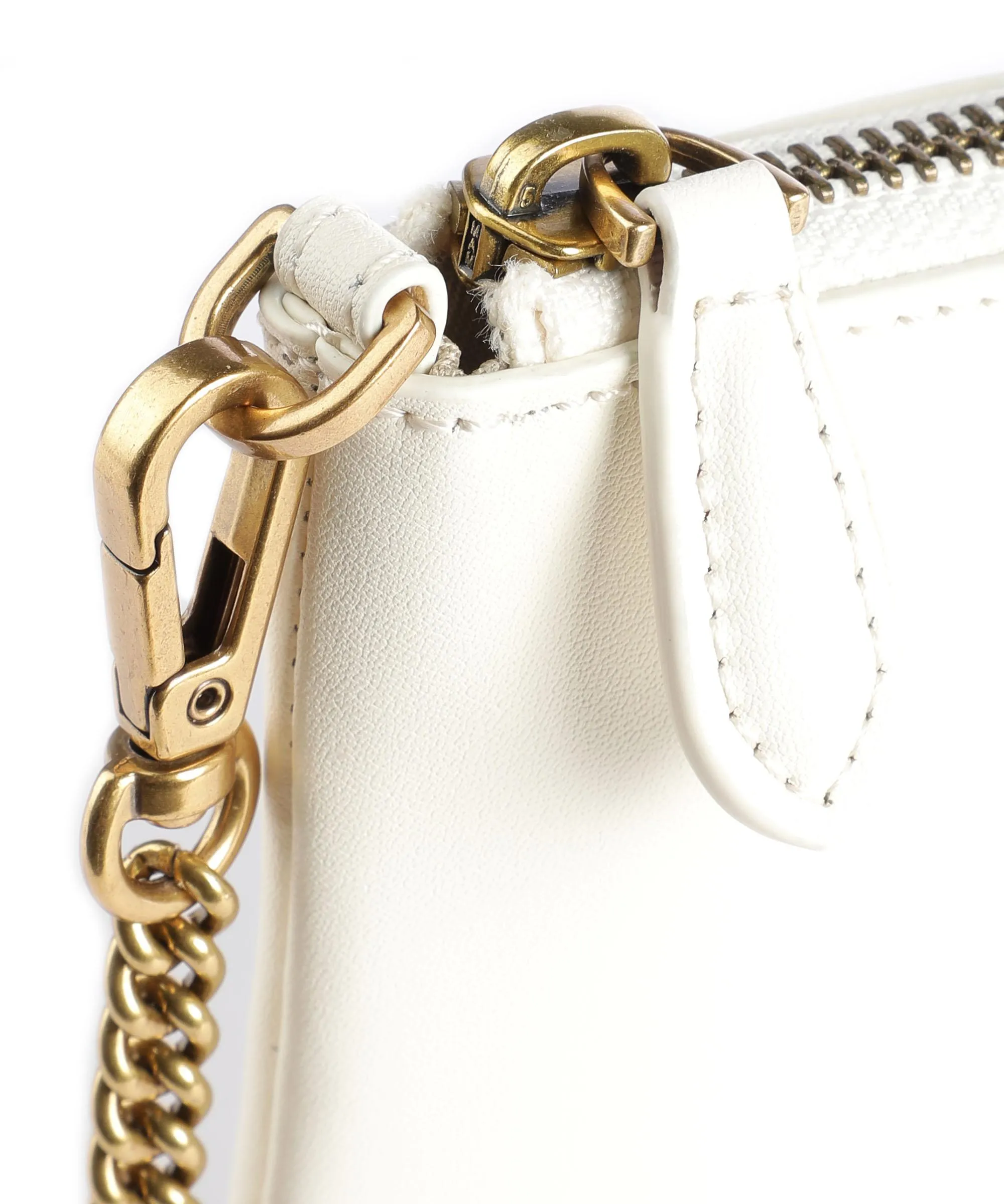  Pinko Flat Classic Borsa a tracolla pelle di vacchetta finemente grana avorio  