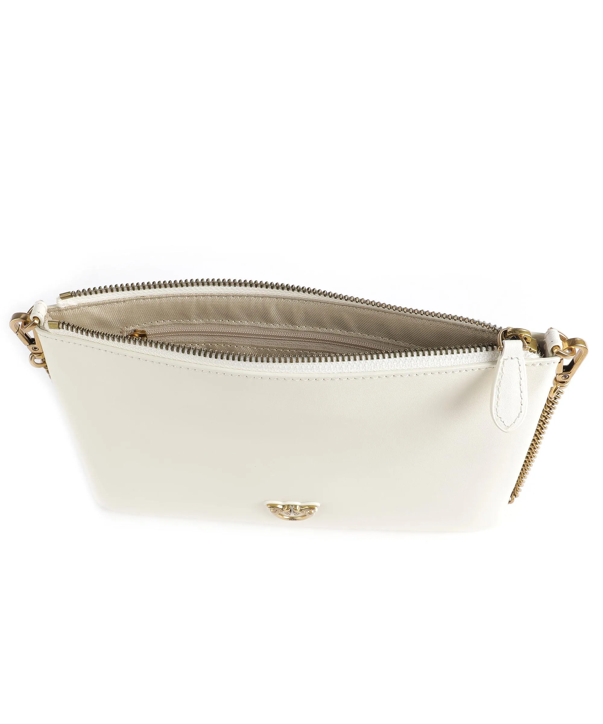  Pinko Flat Classic Borsa a tracolla pelle di vacchetta finemente grana avorio  