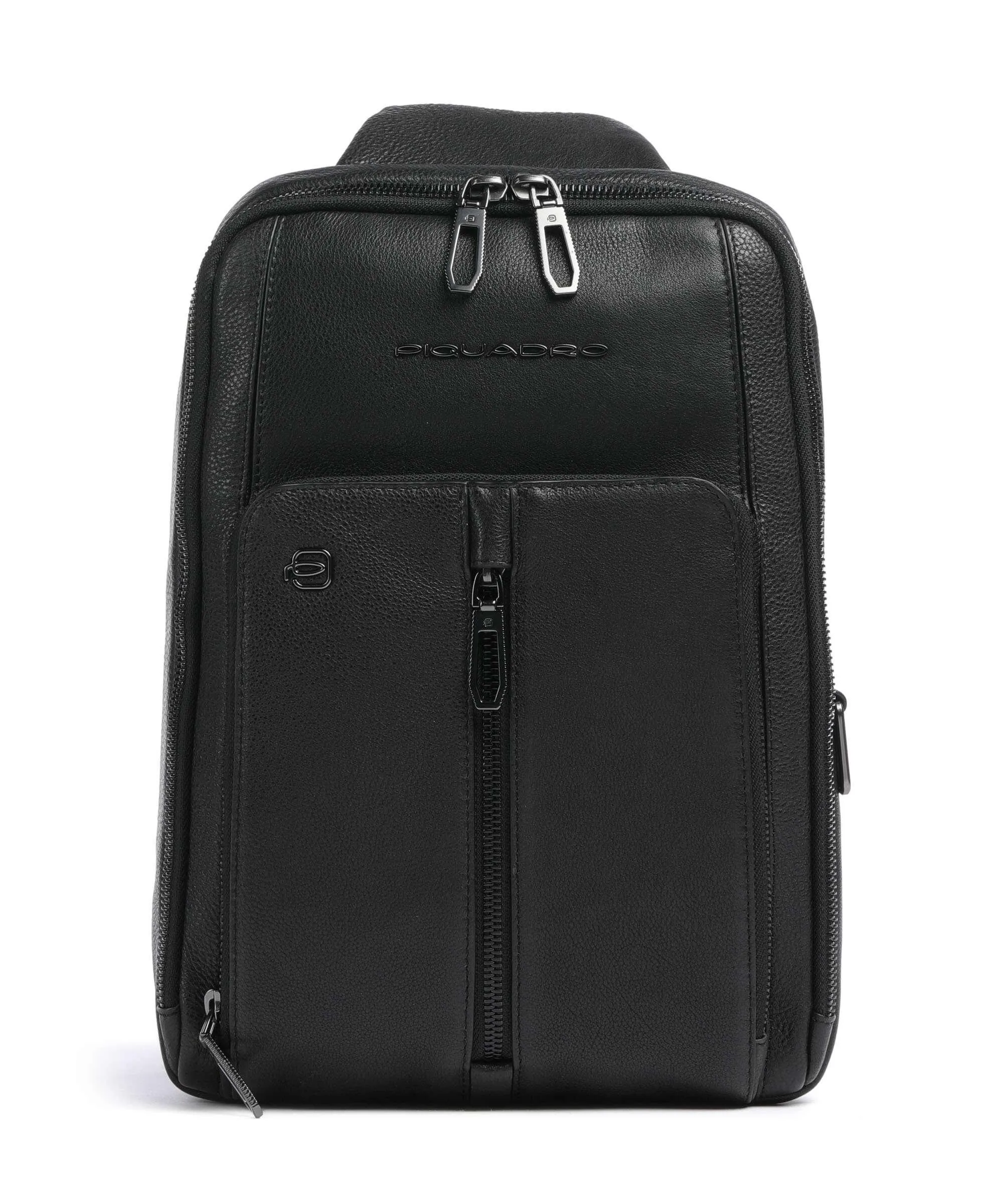  Piquadro Wollem Borsa sling 10″ pelle di vacchetta grana nero  