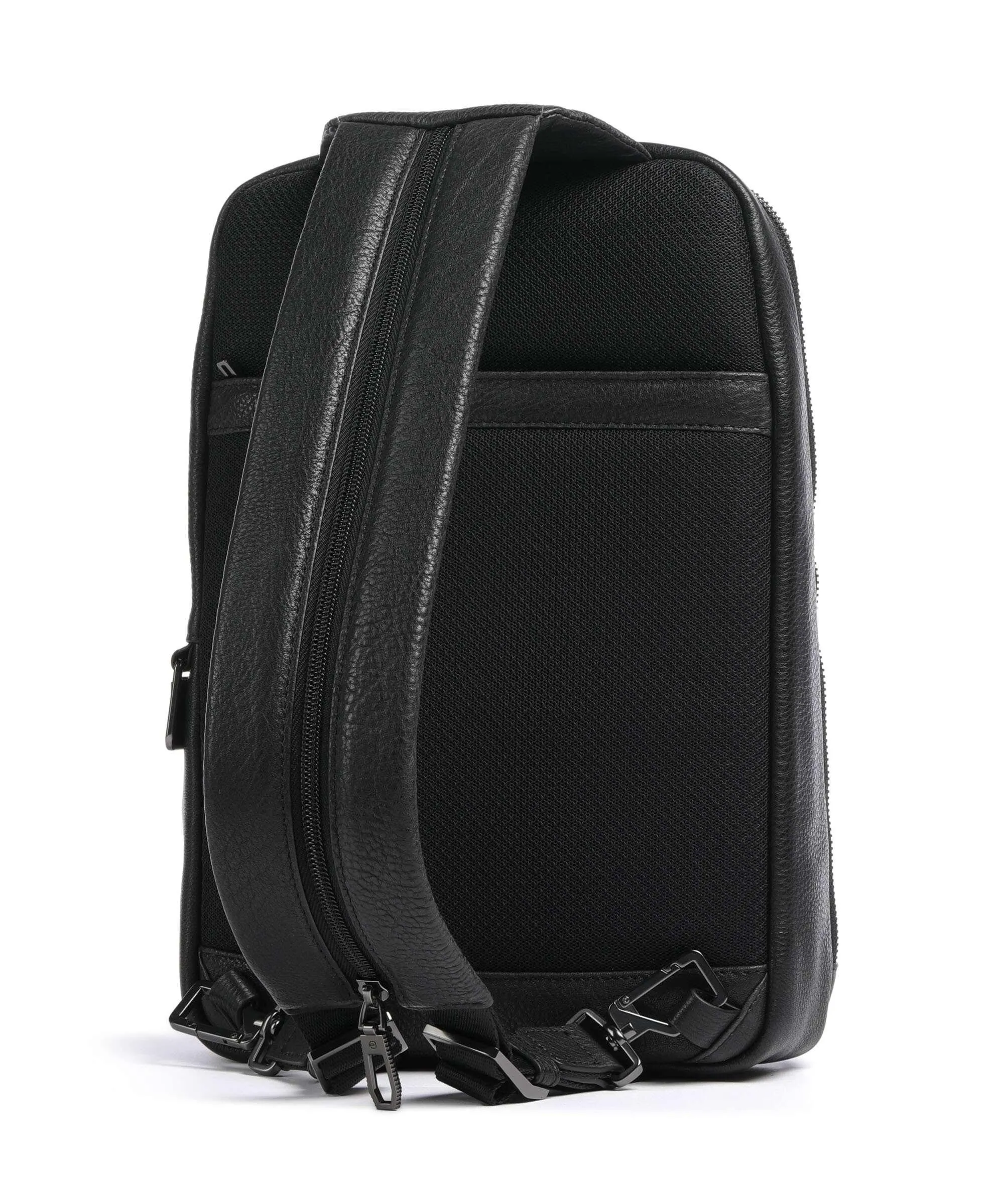  Piquadro Wollem Borsa sling 10″ pelle di vacchetta grana nero  