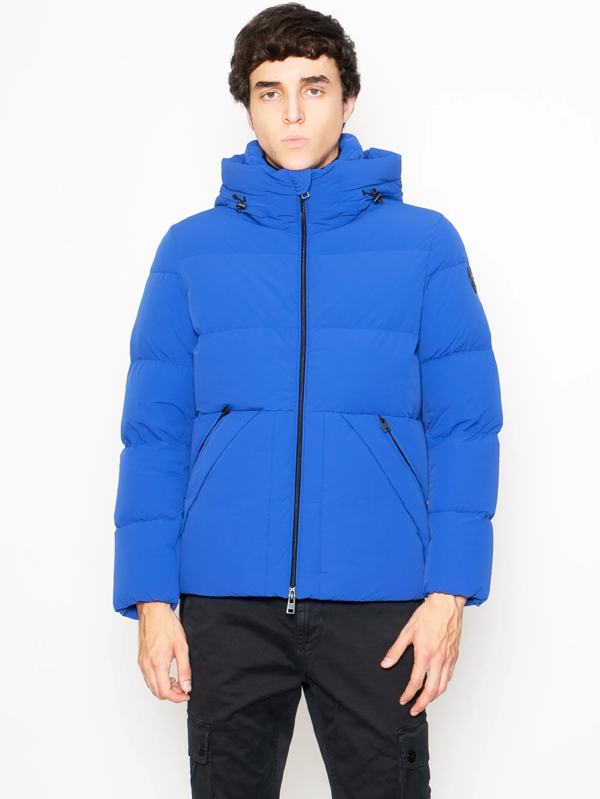 Piumino Corto Elasticizzato Blu Elettrico