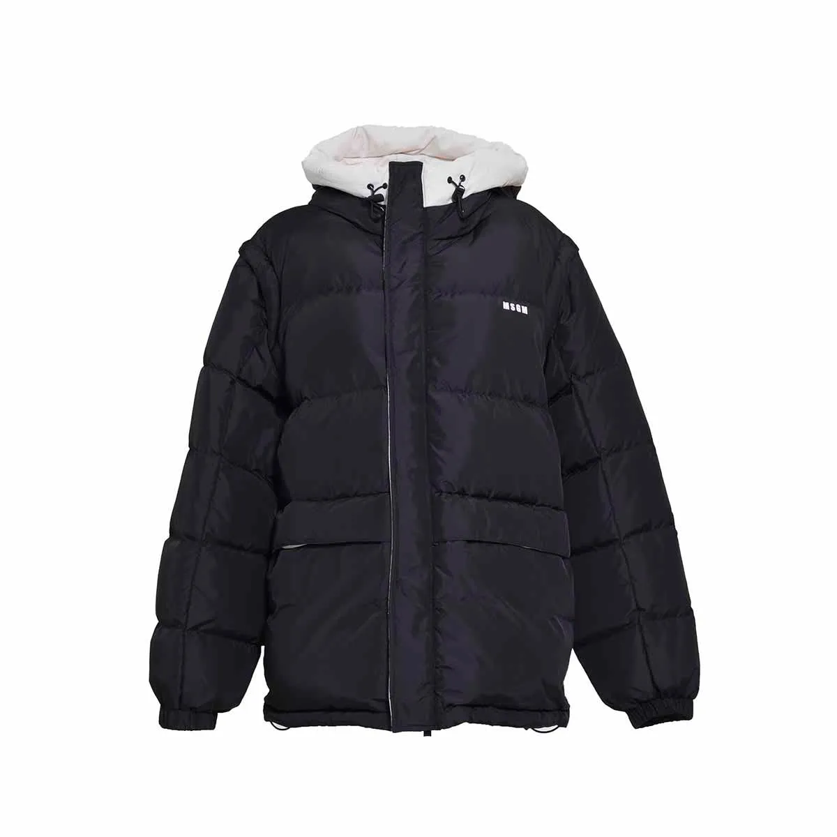 Piumino corto nero con cappuccio MSGM