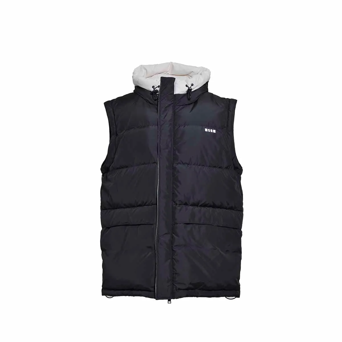 Piumino corto nero con cappuccio MSGM