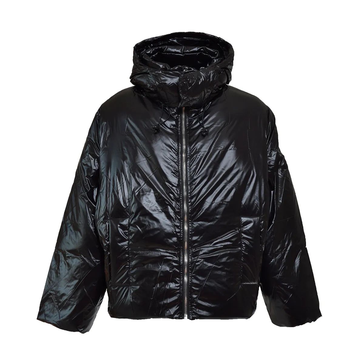 Piumino corto Zinc in nylon nero con cappuccio Etudes