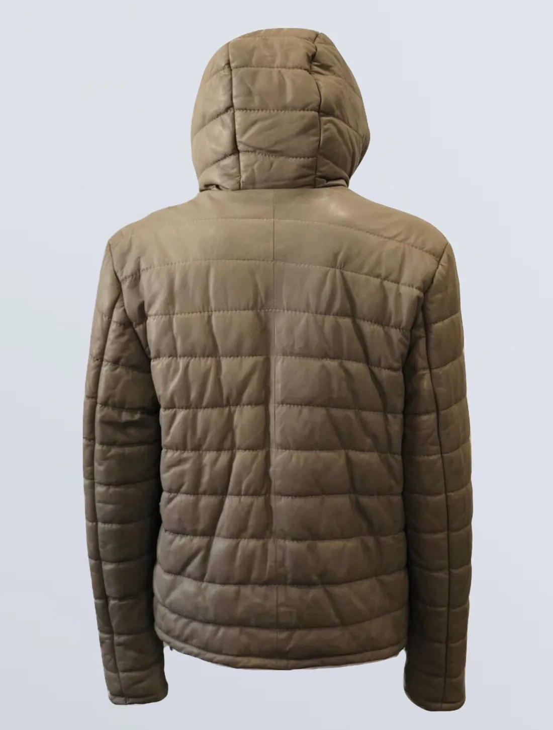 PIUMINO IN PELLE UOMO NUDE CON CAPPUCCIO