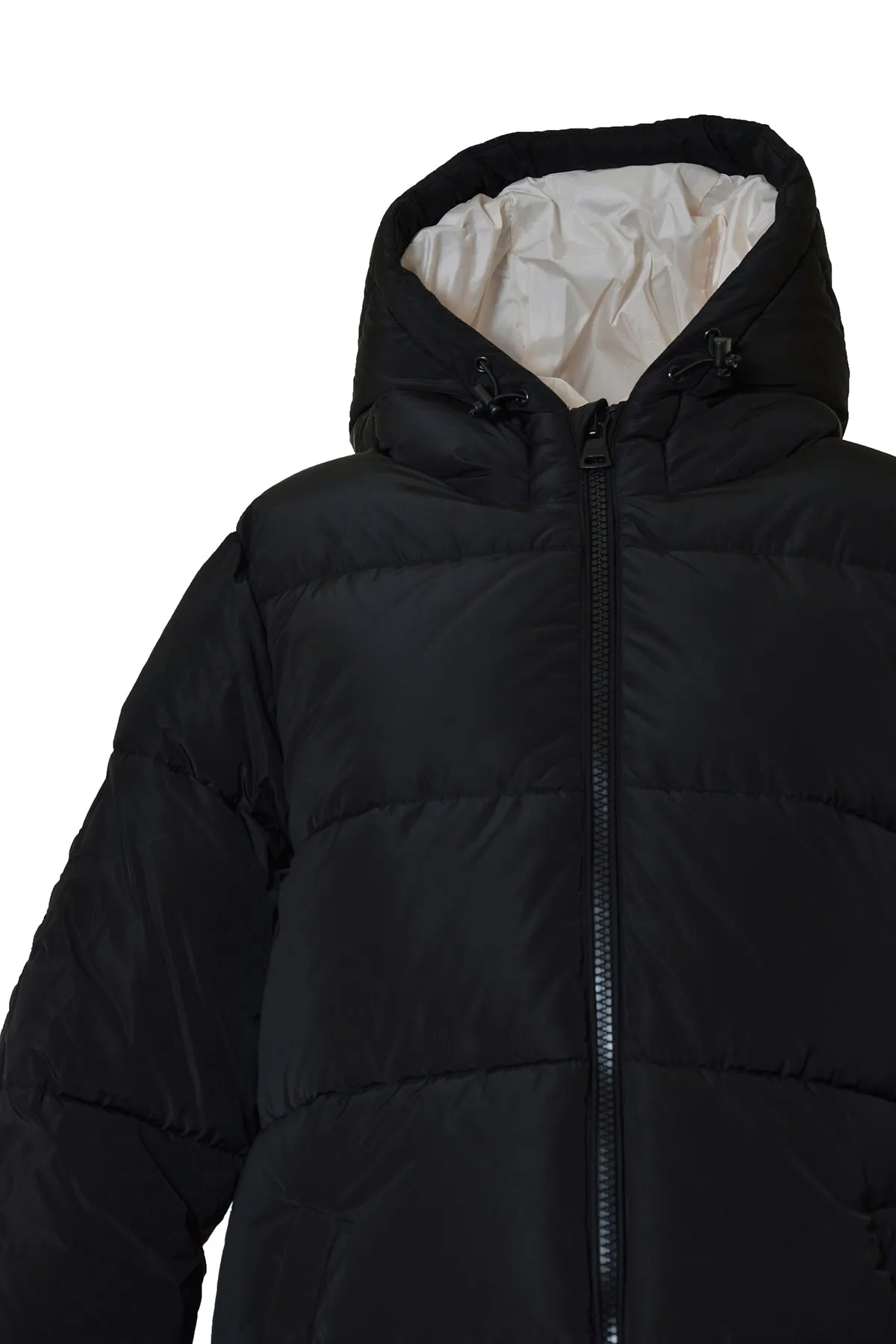 Piumino lungo in nylon nero MSGM Junior