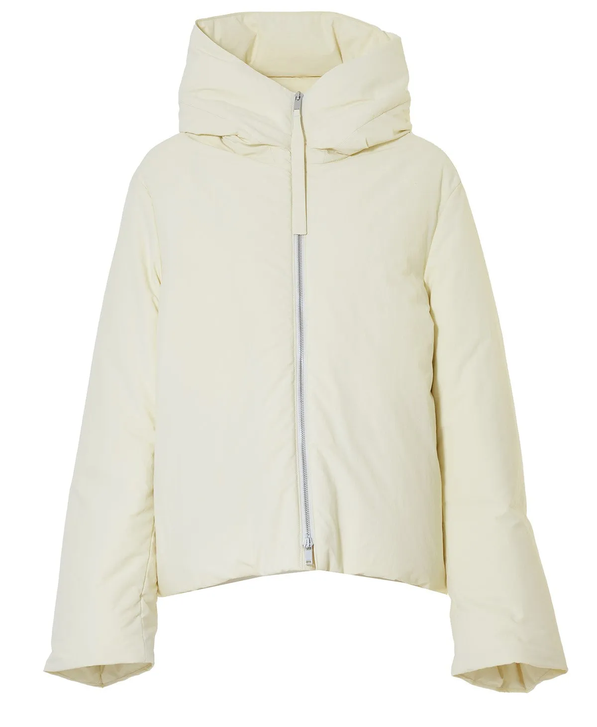 Piumino over con cappuccio crema Jil Sander