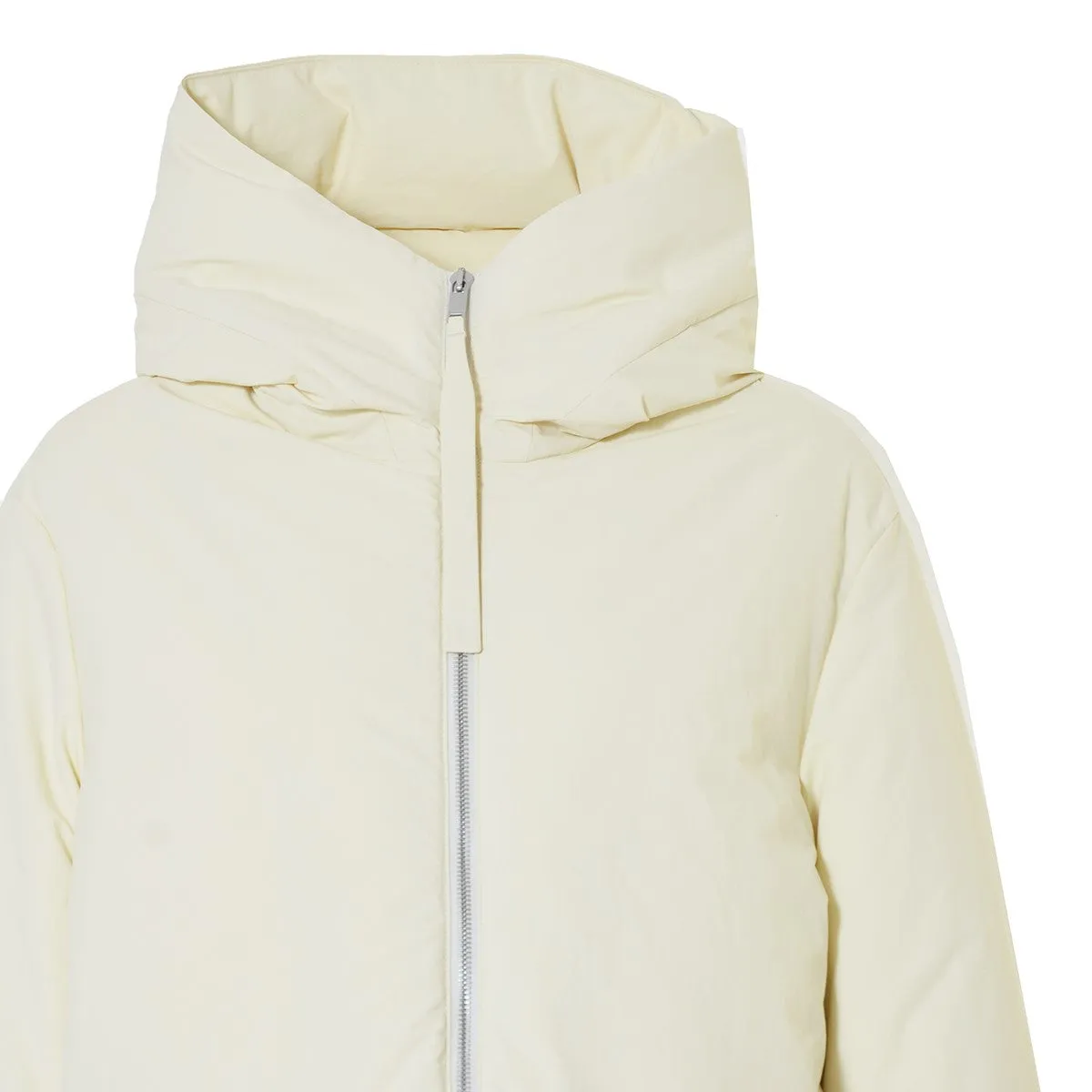 Piumino over con cappuccio crema Jil Sander