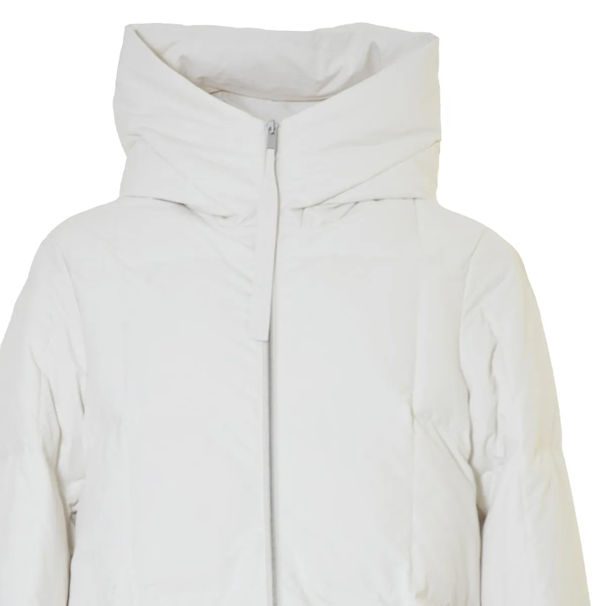 Piumino trapuntato lungo con cappuccio bianco Jil Sander