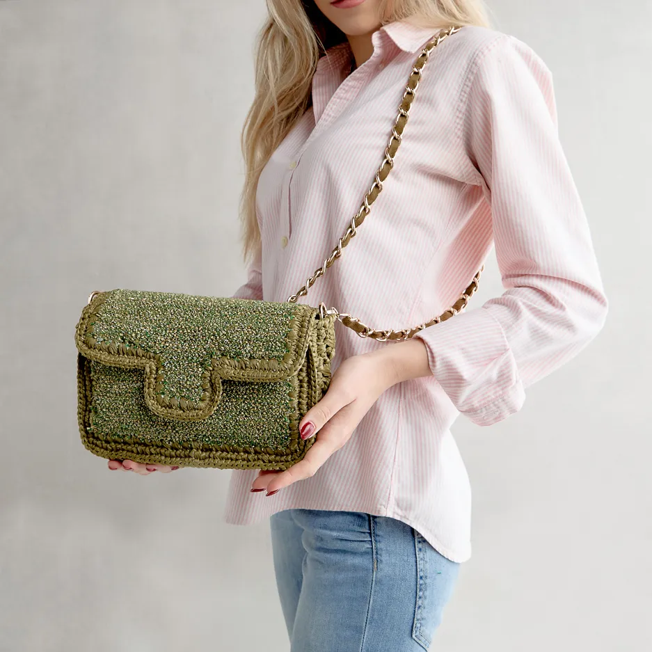 Pochette Rafia Verde Mility