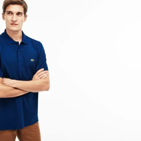 POLO CLASSICA AZZURRA IN PETIT PIQUE' DI COTONE