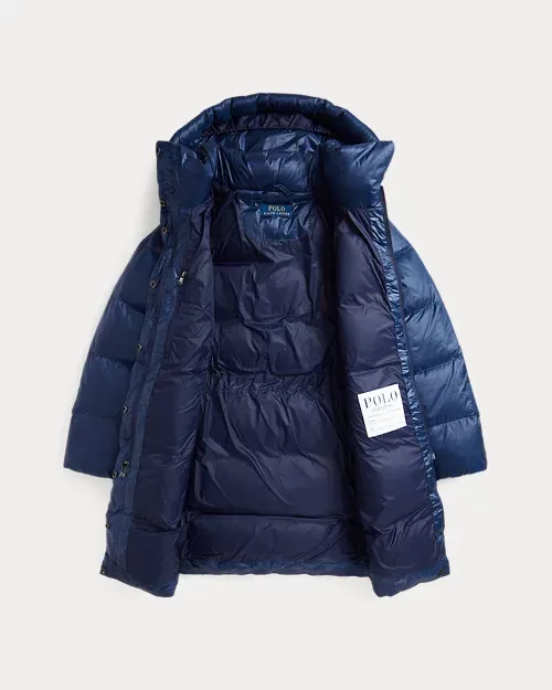 Polo Ralph Lauren piumino lungo blu royal sfiancato