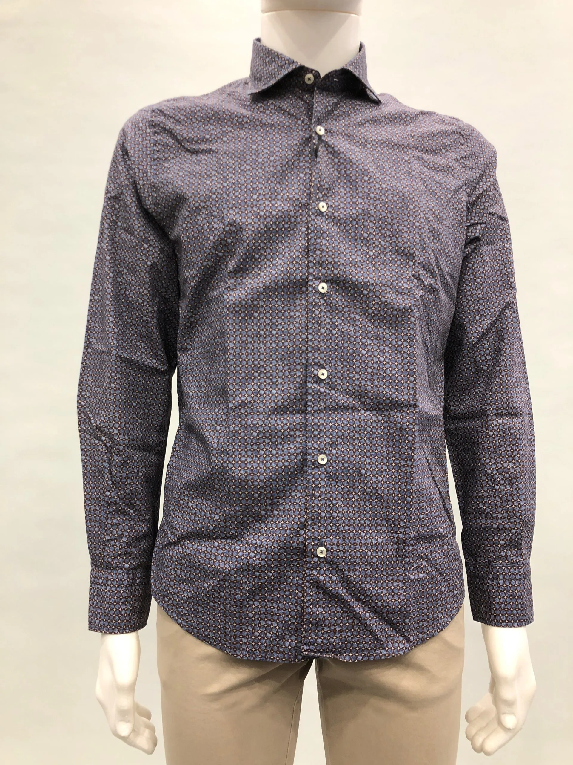 PORTOFIORI Camicia in fantasia piccoli rombi