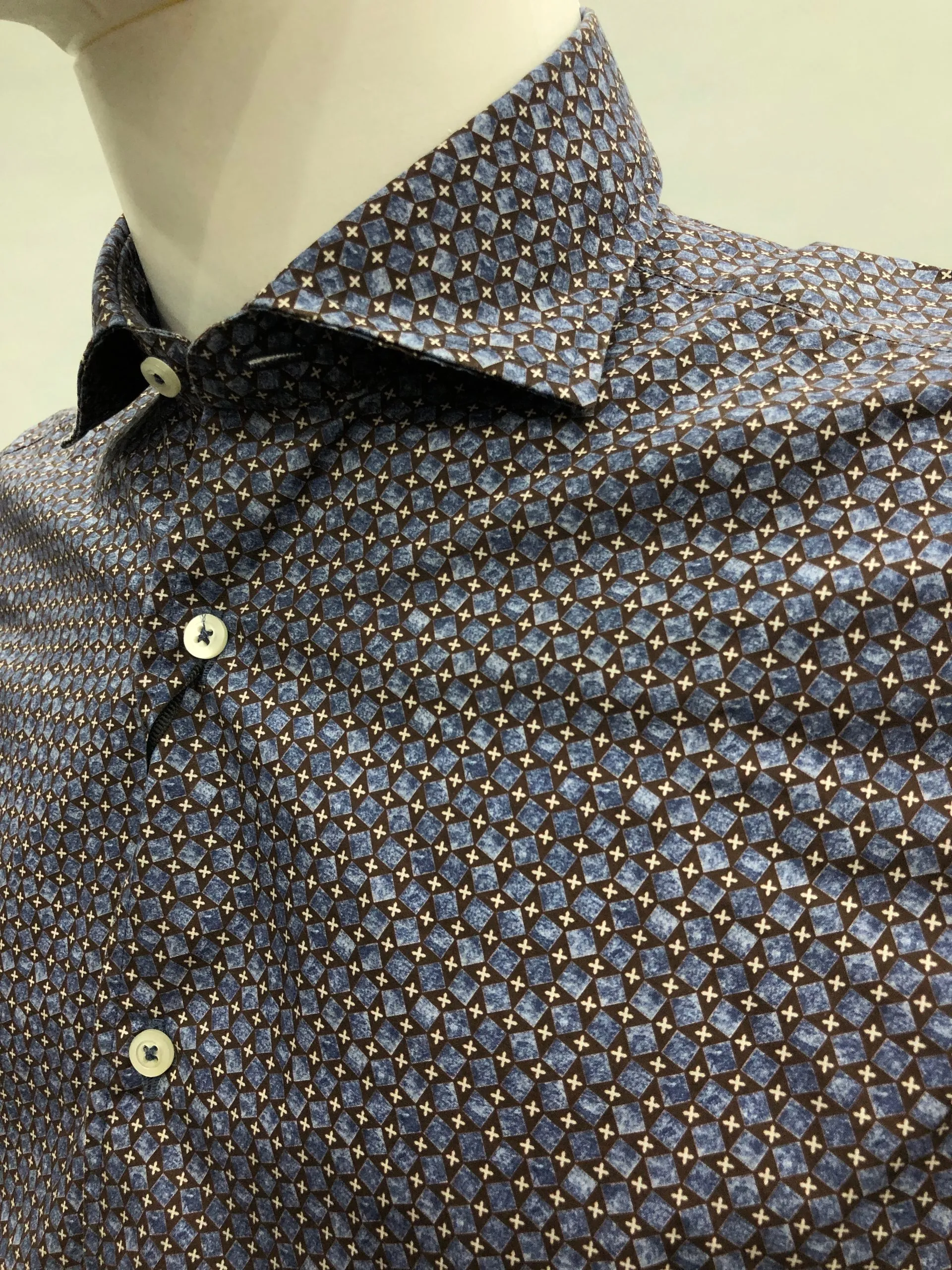 PORTOFIORI Camicia in fantasia piccoli rombi