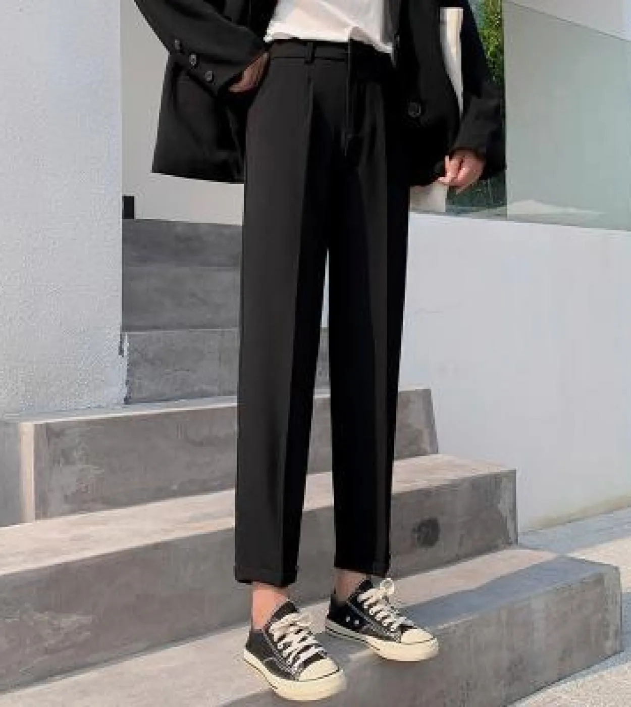Primavera nuove donne di moda a vita alta alla caviglia Ol pantaloni a matita tutti abbinati casual pantaloni da ufficio neri dr
