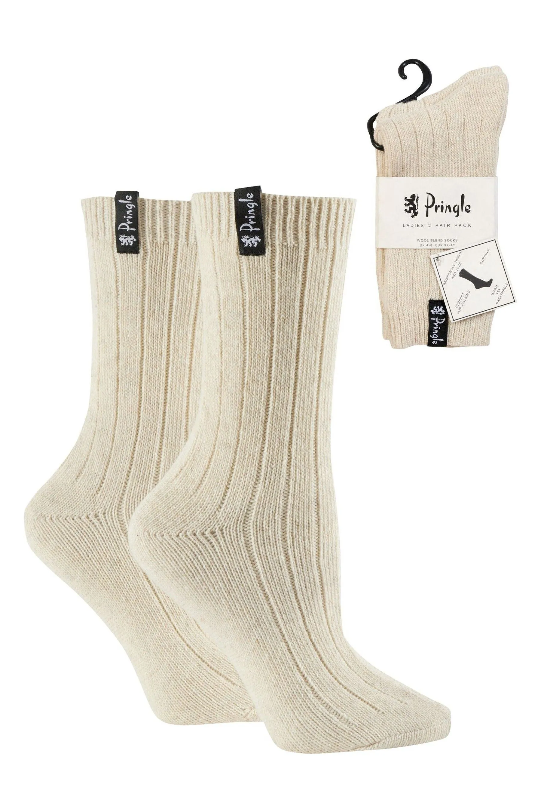 Pringle Classic Rib Recycled Wool Boot Socks 2 Confezione    
