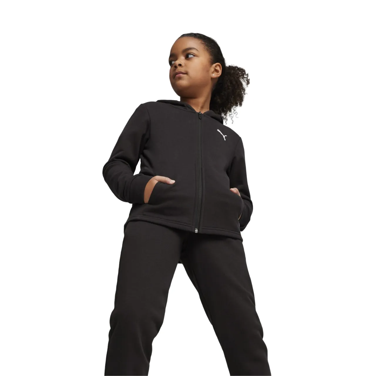 Puma girl's tracksuit with hood and full zip 673586-01 black