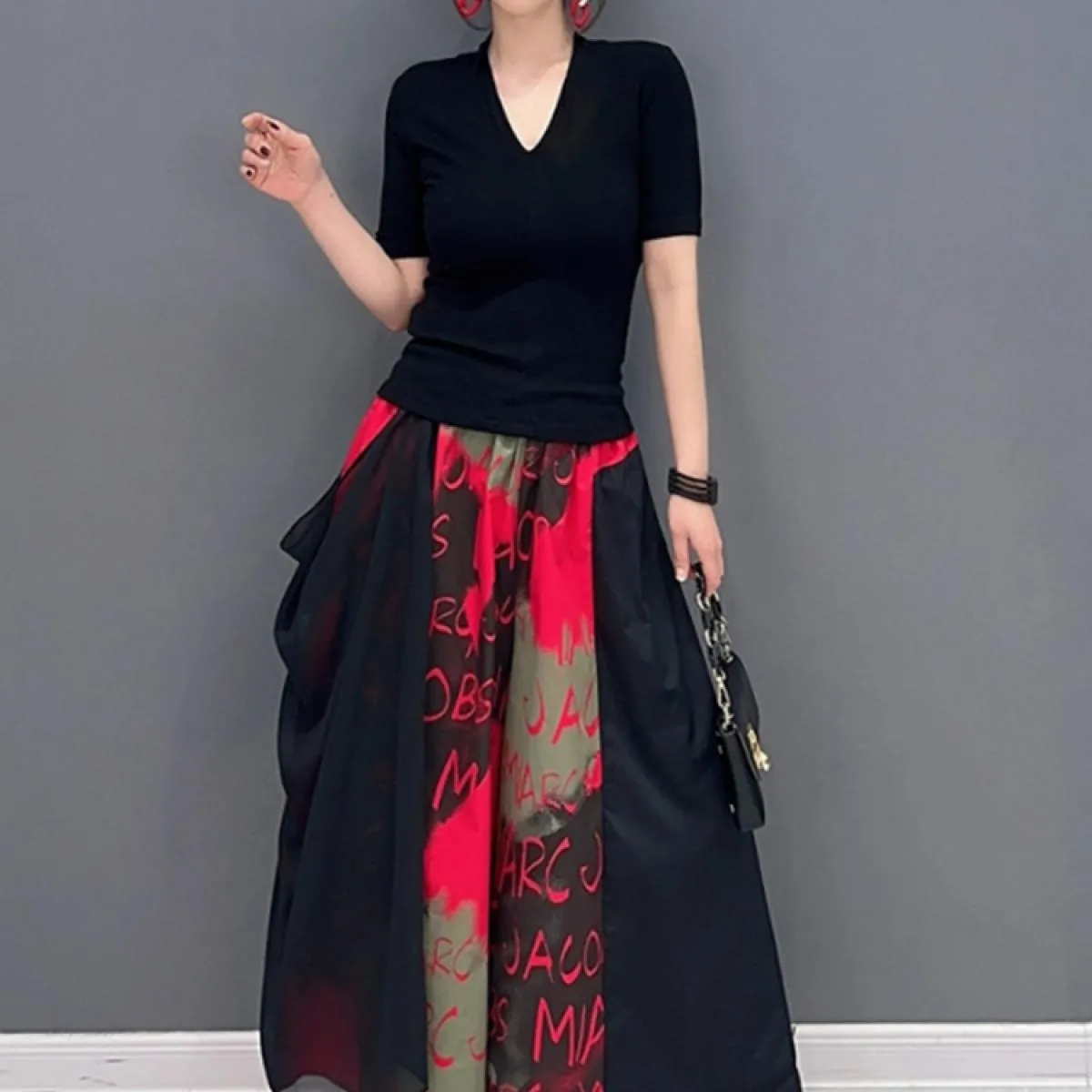 Qing Mo 2023 Primavera Estate Nuova tendenza della moda Gonna con schermo a contrasto Abito da donna dimagrante Zxf1476