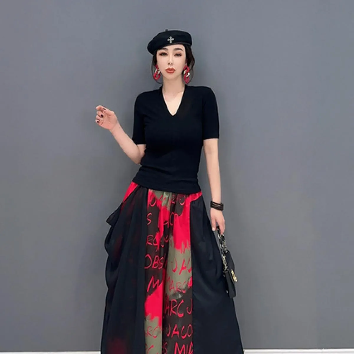 Qing Mo 2023 Primavera Estate Nuova tendenza della moda Gonna con schermo a contrasto Abito da donna dimagrante Zxf1476