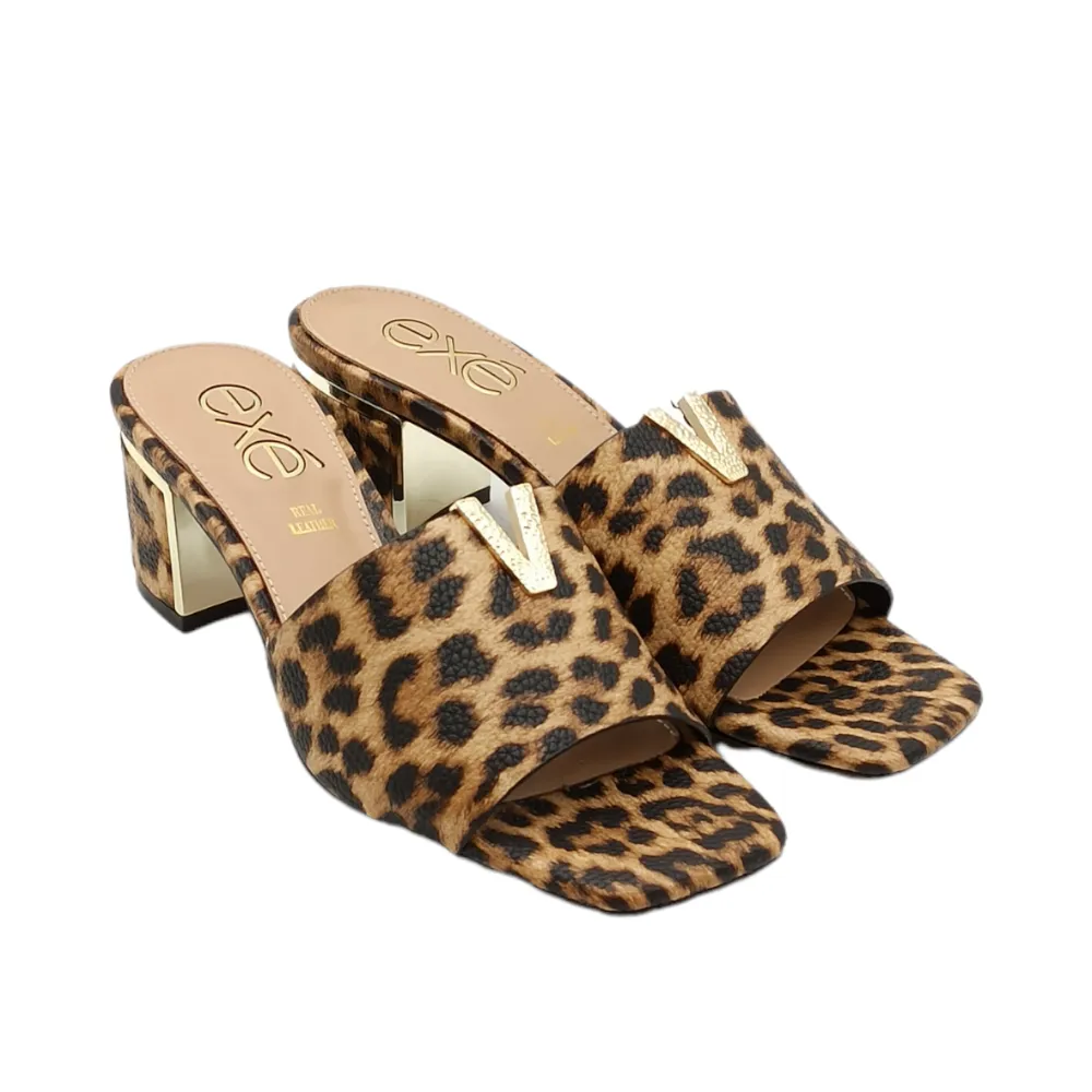 Sabot in ecopelle stampata donna Exe ISABEL-075 BEIGE LEOPARD