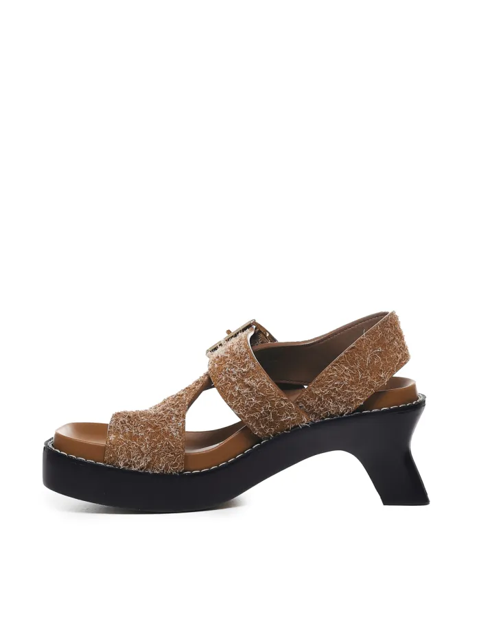 SANDALO IN PELLE SCAMOSCIATA SPAZZOLATA