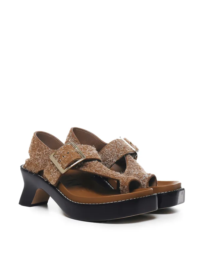 SANDALO IN PELLE SCAMOSCIATA SPAZZOLATA