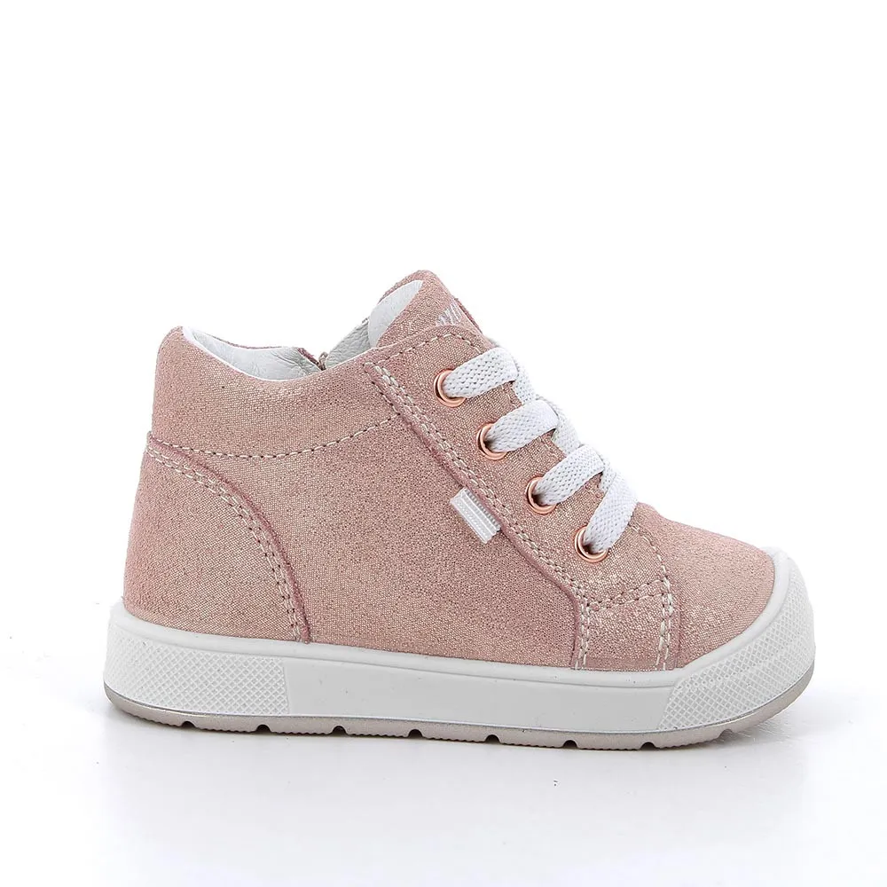 Scarpe in pelle da bambina rosa glitter            