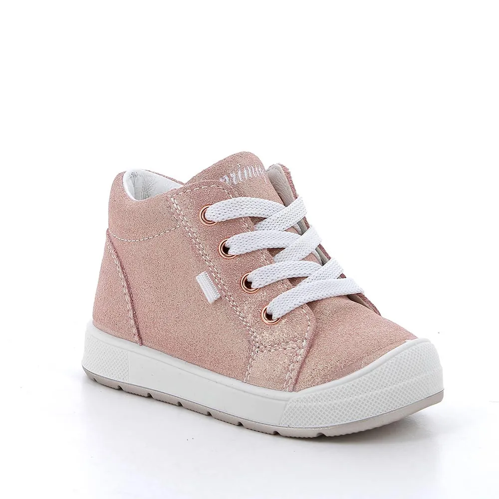 Scarpe in pelle da bambina rosa glitter            
