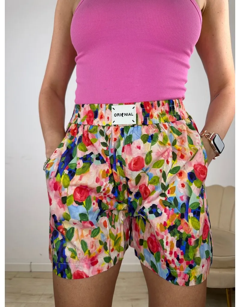 SHORT CRAZY FIORI BLU