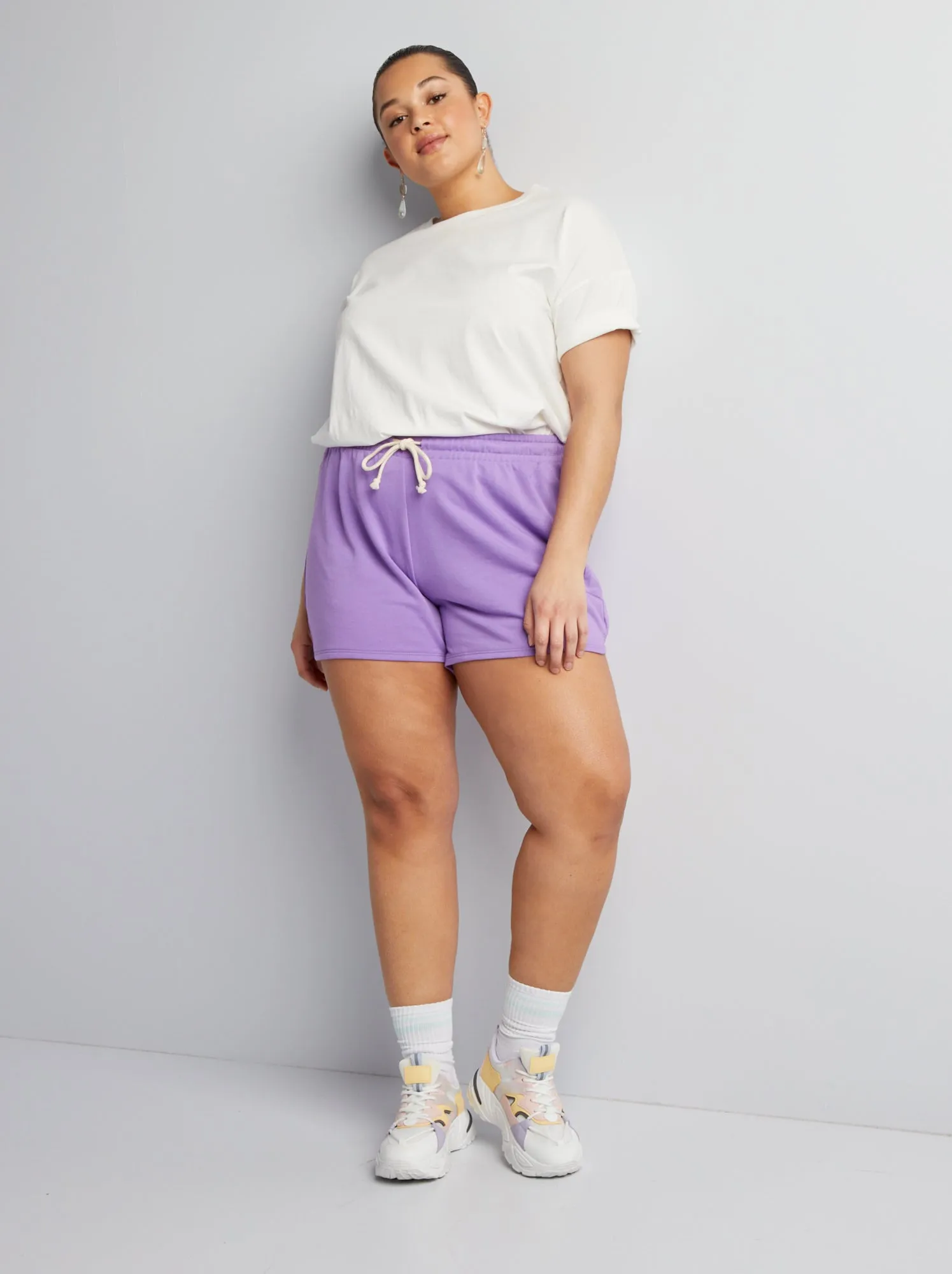 Shorts sportivi screziati in french terry - VIOLA