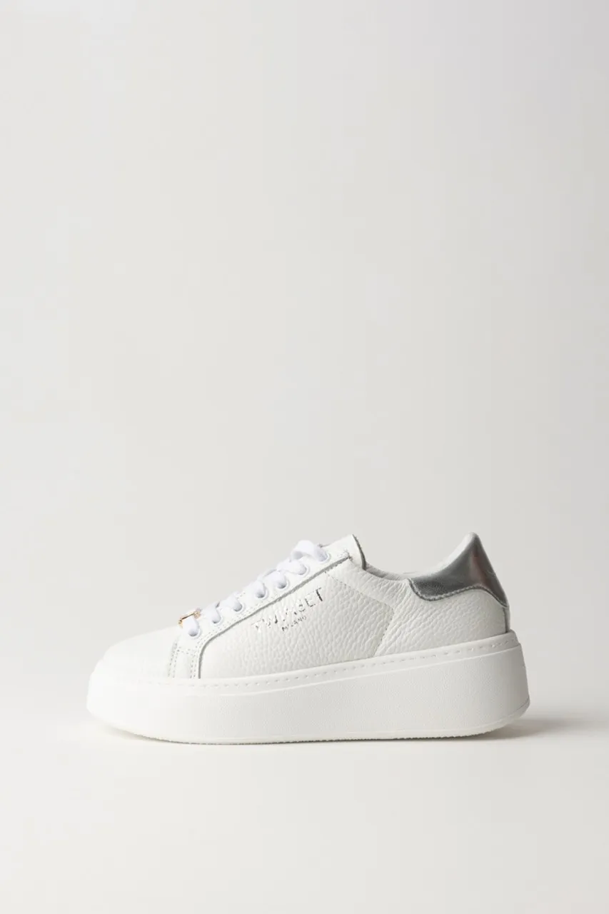 Sneakers in pelle con platform BIC OTTICO/ARGENTO
