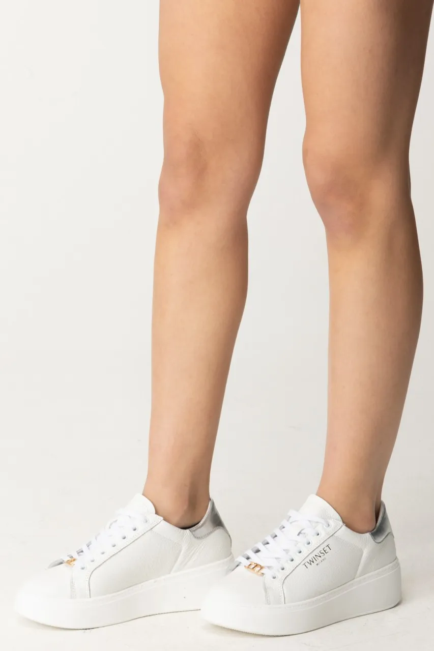 Sneakers in pelle con platform BIC OTTICO/ARGENTO