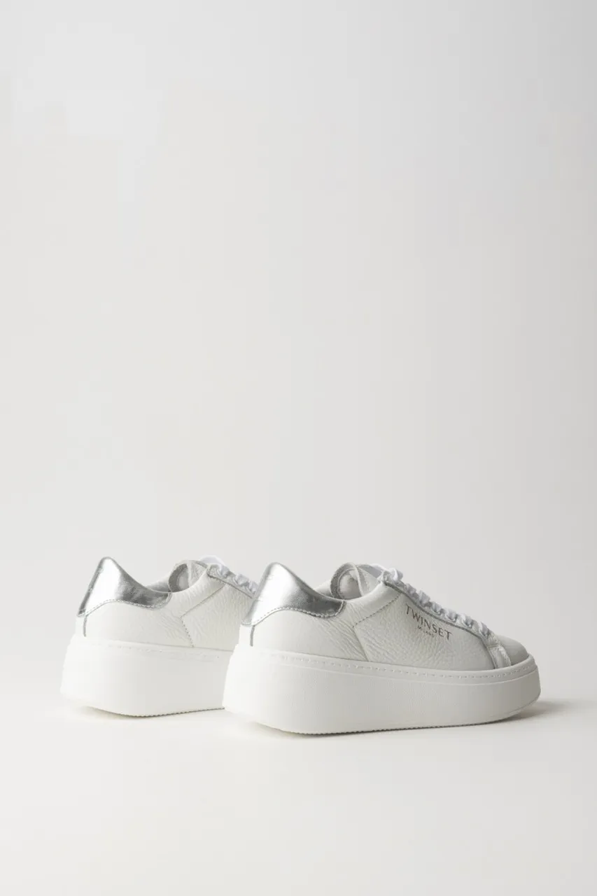 Sneakers in pelle con platform BIC OTTICO/ARGENTO