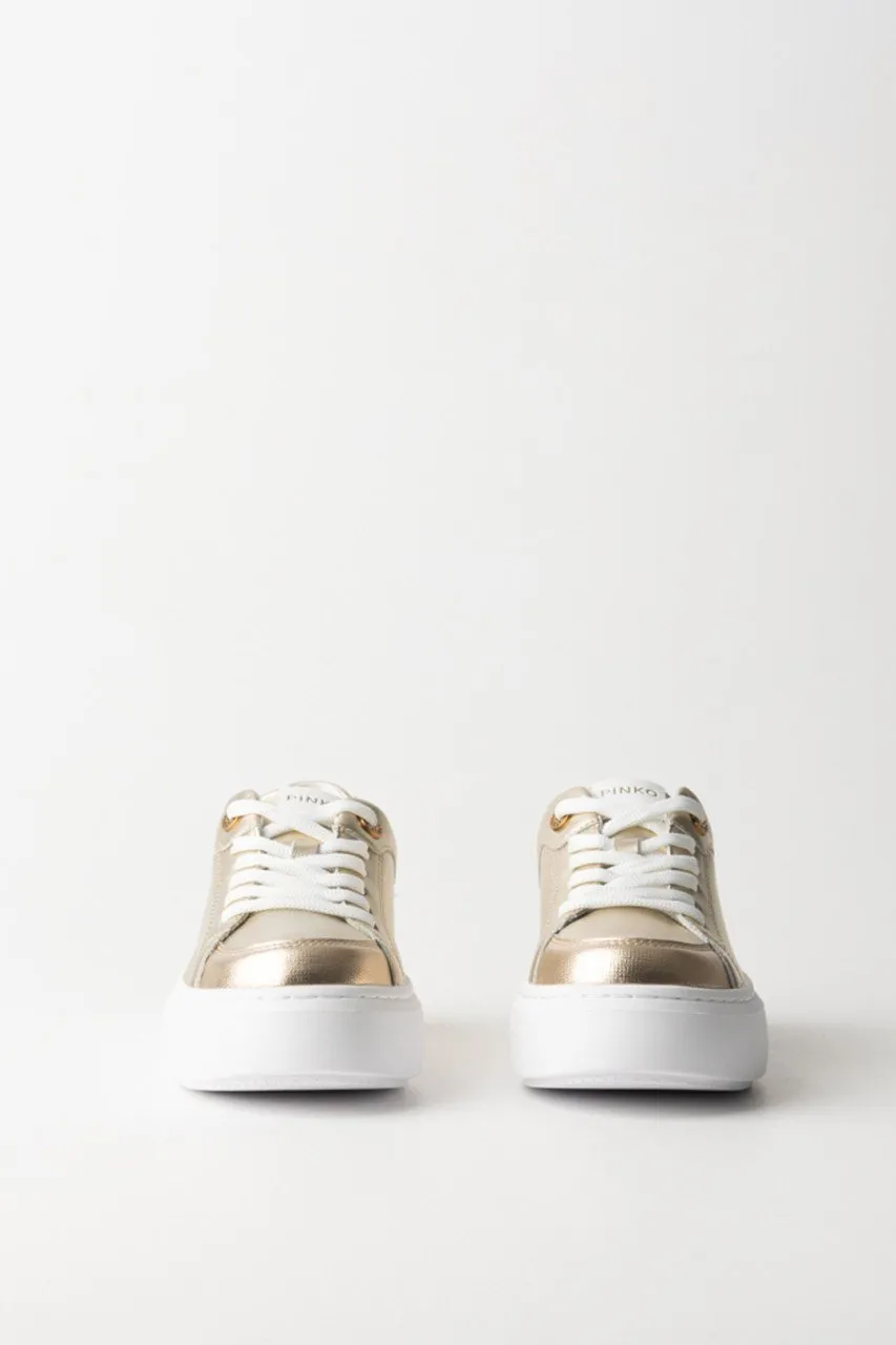 Sneakers laminate con platform logato PLATINO