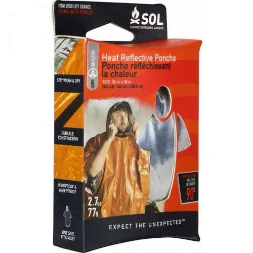 SOL Heat Reflective Poncho mantella impermeabile di emergenza